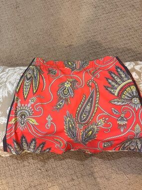 Gretchen Scott Designs Coral Red Paisley athletic skirt